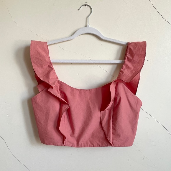 Wilfred Tops - aritzia wilfred sandrine rose cropped ruffle sleeveless top medium large